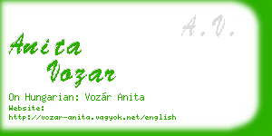 anita vozar business card